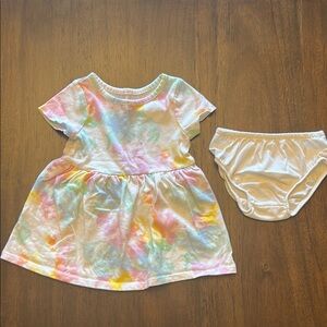 Cat & Jack Pastel Tie-Dye Baby Dress with Bloomers